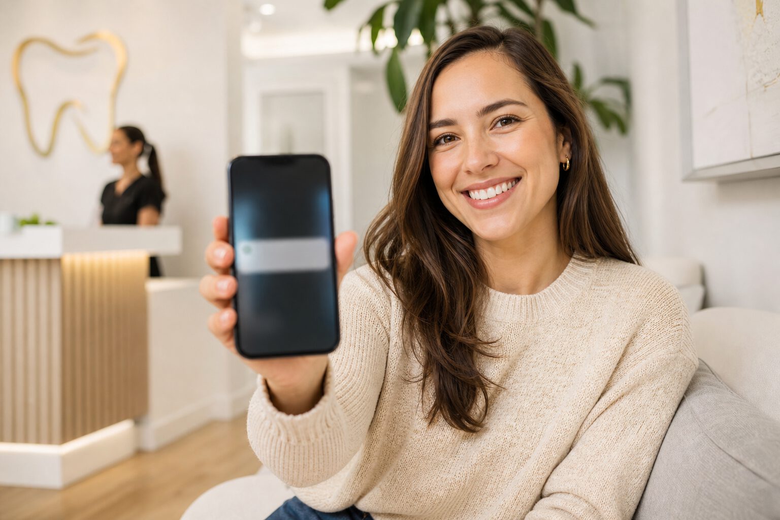 Patient receiving an appointment reminder from their dental clinic
