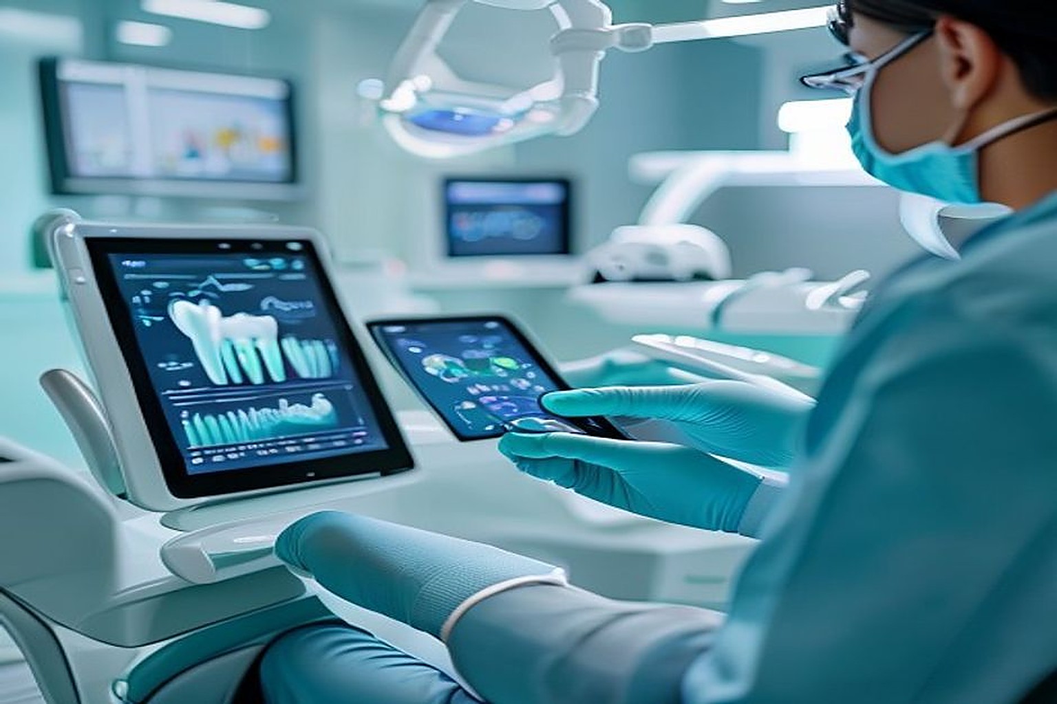 Dentist using digital dental charting at chairside