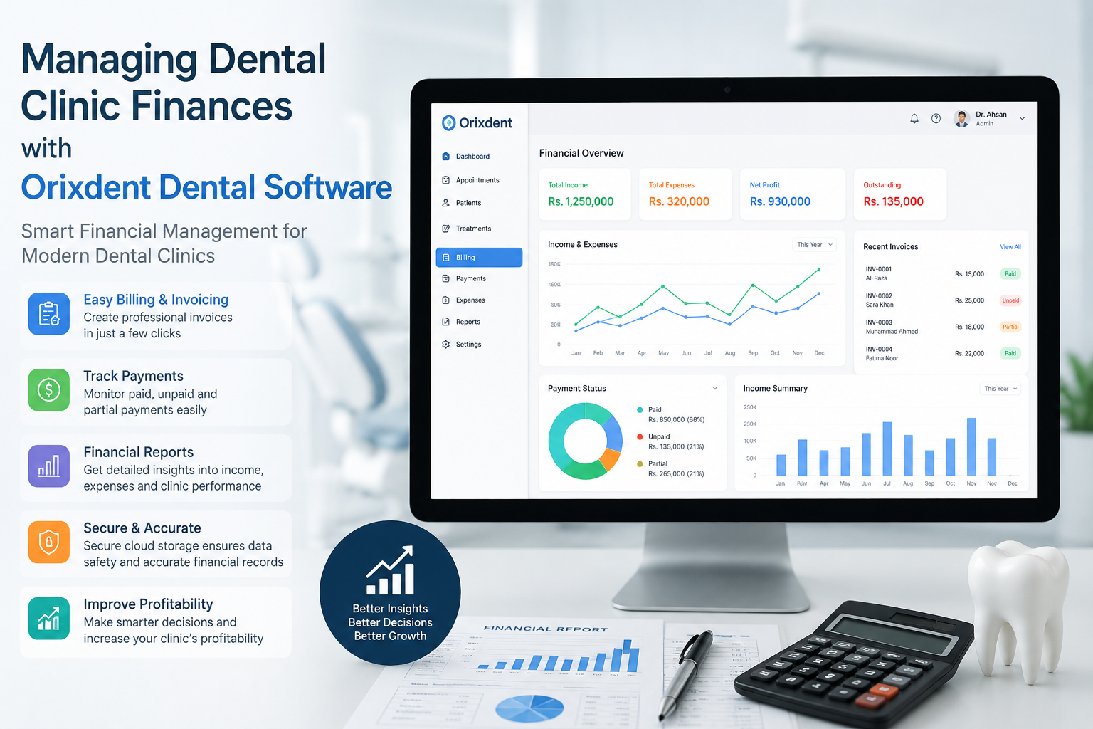 Managing Dental Clinic Finances with Orixdent Dental Software