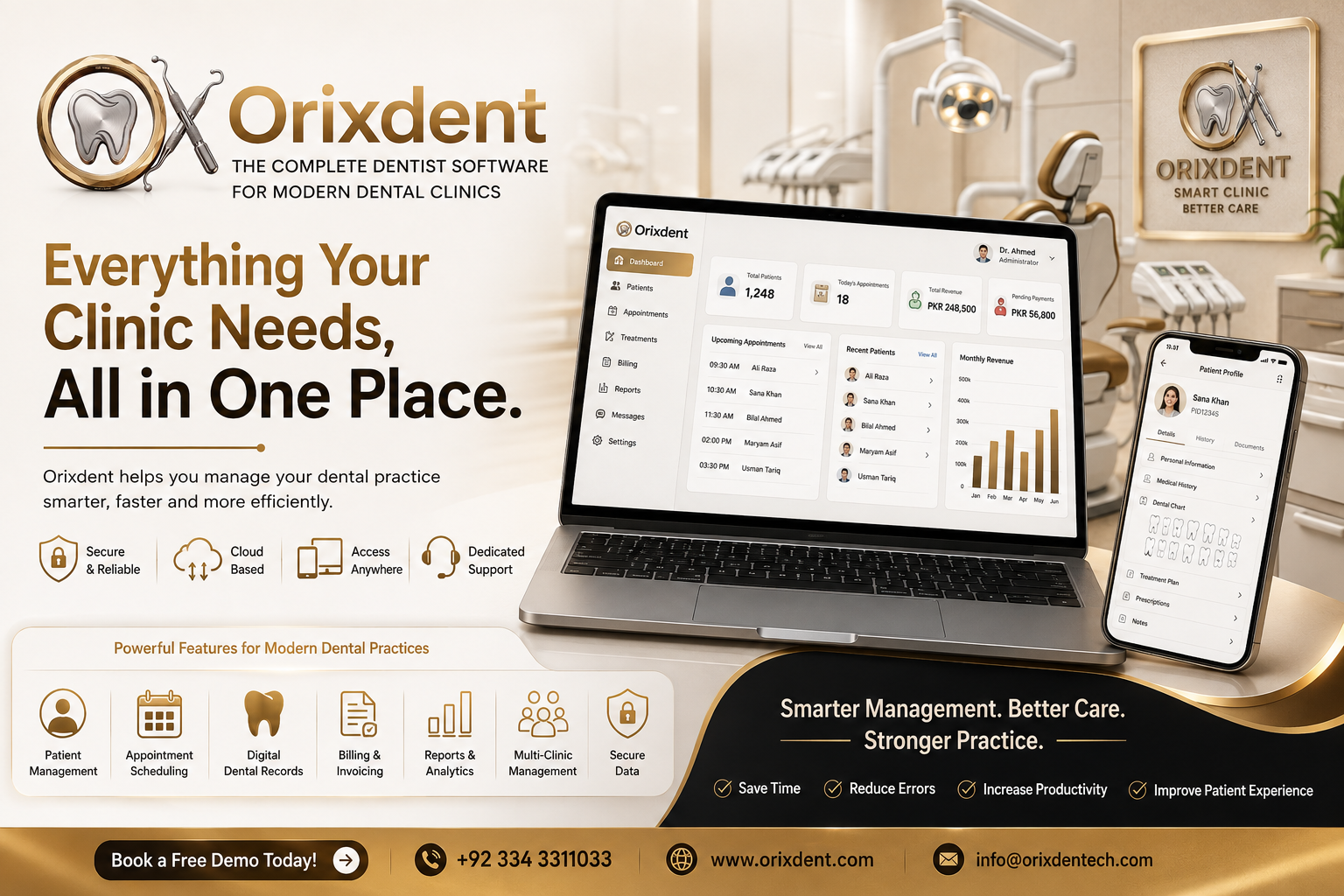 Orixdent Dentist Software, Dental Clinic Management Software, Dental Practice Management Software, Dental EMR Software, Cloud Dental Software, Patient Management Software, Dental Appointment Software